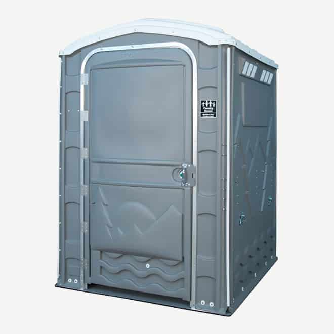 polyportables family room grey portable toilet perspective view