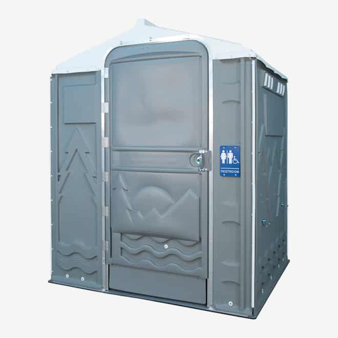 polyportables senator grey portable toilet perspective view